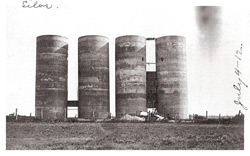 Photo of the towering Maple Hill silos taken July 4, 1912