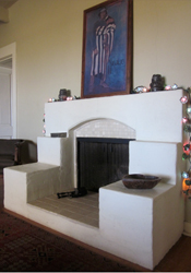Fireplace freshen up; block, plaster, welding, tumbled limestone