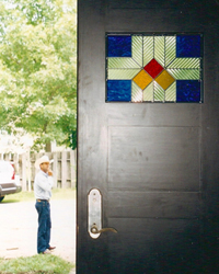 Stained glass front door on the Cottonwood Falls project